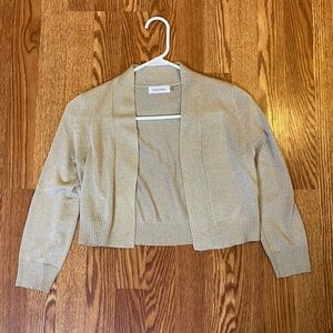 Calvin Klein Cropped Metallic 3/4 Sleeve Cardigan